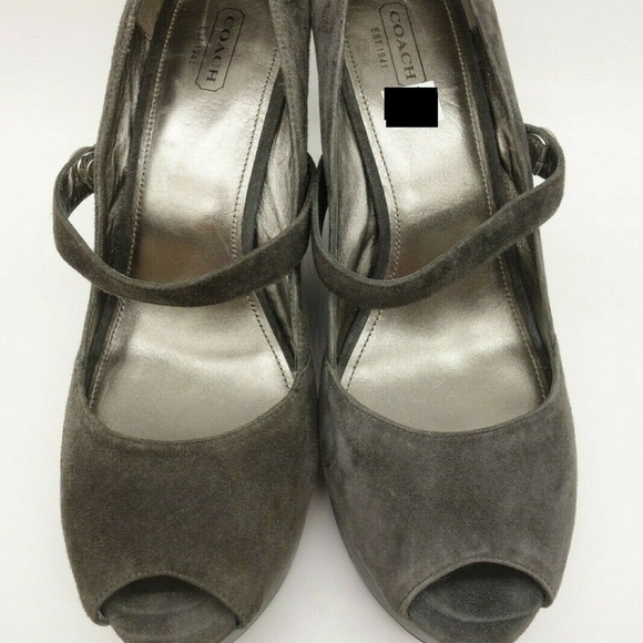 Coach Gray Peep Toe Mary Jane Shoes - Picture 1 of 7